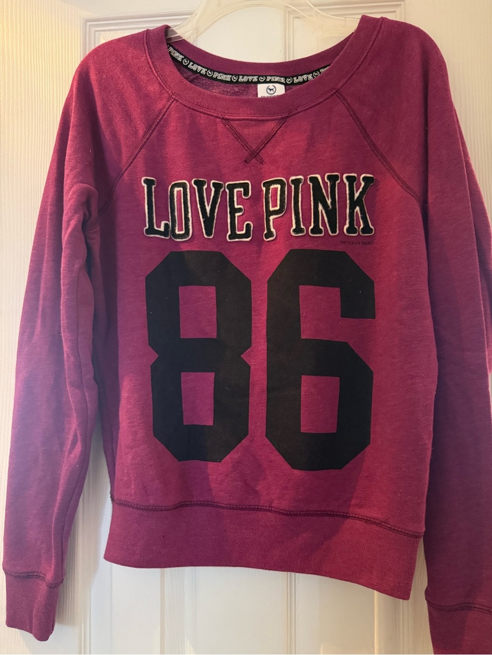 PINK Victoria’s Secret Women’s Cranberry/Purple Sweatshirt - Love PINK - Size S